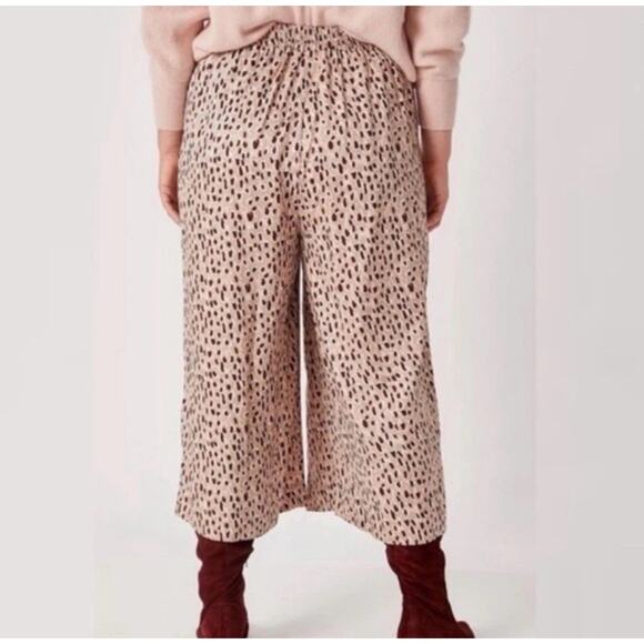 Anthropologie Isobel Cheetah Animal Print Pleated Wide Leg Crop Pants Small W10 - Picture 3 of 8
